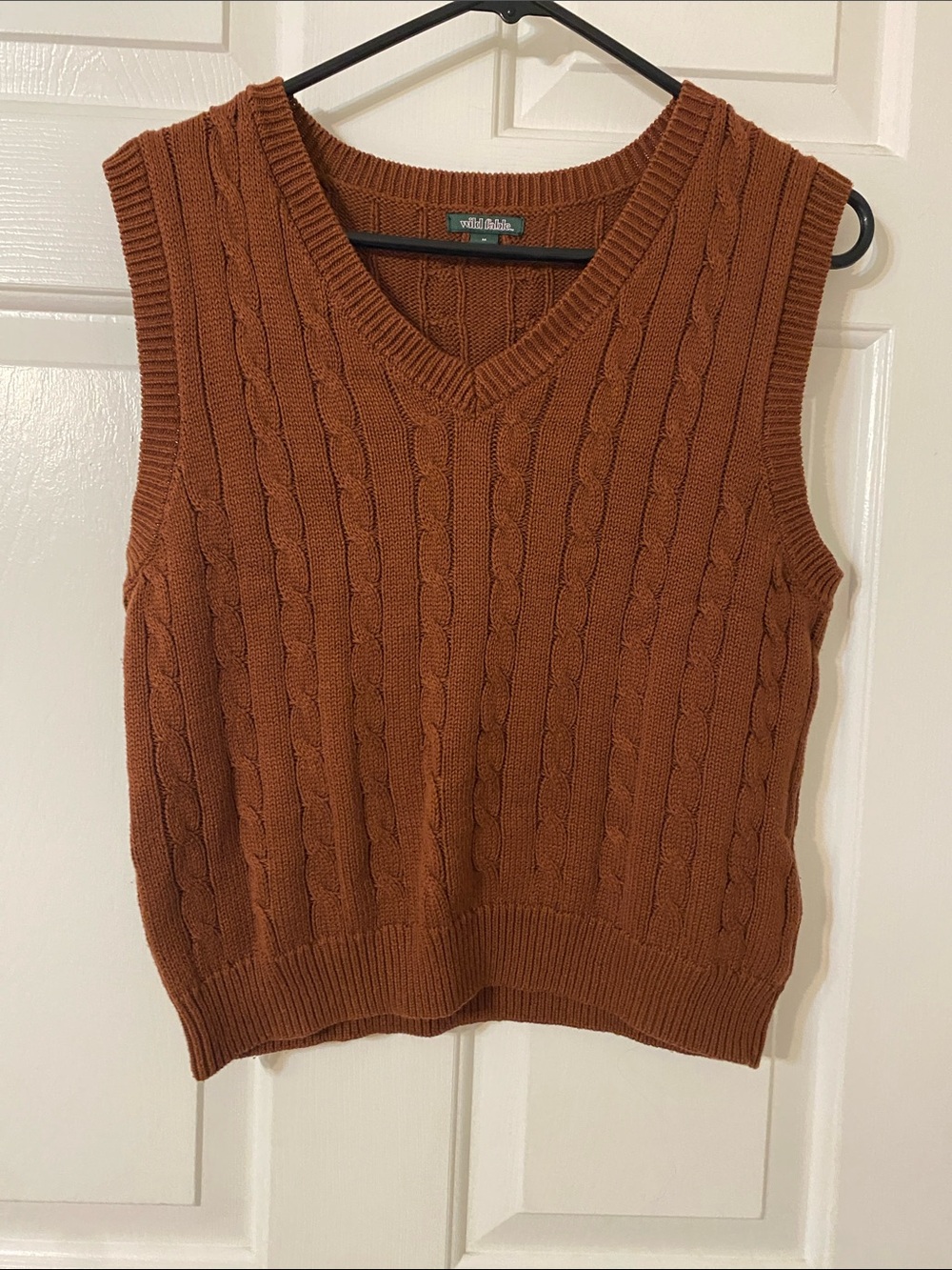 wild fable Cable Knit V-Neck Sweater Vest - Rust